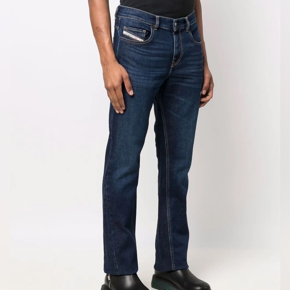 Diesel D-Vocs (32X32) Bootcut Jeans: Dark Wash, Low Waist Luxury Designer Denim